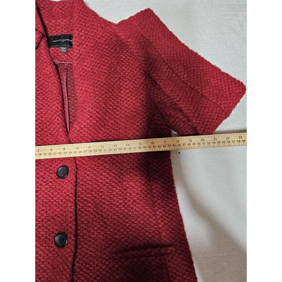 Banana Republic Red Burgundy, 75% Poly 25wool Collar Cardigan Cable KnitSweater - Picture 4 of 6